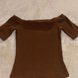 H&M Chocolate Off-Shoulder Sweater